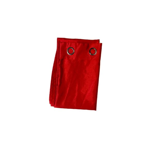 Compass Home Solid Red Curtain 1 Single Drape Panel Grommets Faux Silk Bright - Picture 2 of 6